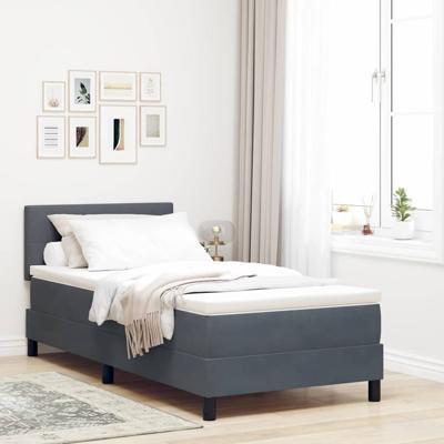 Boxspringbed met matras en LED fluweel donkergrijs 90x190 cm