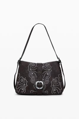 Medium faux leather buckle bag - BROWN - U