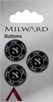 Milward Knoop Zwart Met Bloemdetail 20mm (3 stuks)