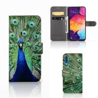 Samsung Galaxy A50 Telefoonhoesje met Pasjes Pauw - thumbnail