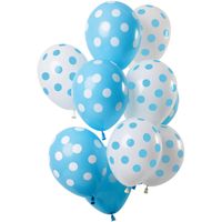 Ballonnen Set Blauw en Wit Polka Dots Premium - 12 Stuks - thumbnail