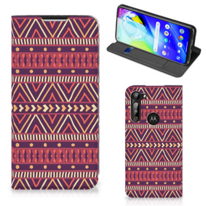 Motorola Moto G8 Power Hoesje met Magneet Aztec Paars