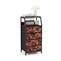 Nachtkastje Ladekast met 4 Stoffen Lades en Metalen Frame Verticale Nachtkastje Kastorganizer Moderne Bijzettafel