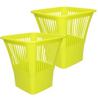 Plasticforte Afvalbak/vuilnisbak/kantoor prullenbak - 2x stuks - plastic - groen - 30 cm - Prullenmanden - thumbnail