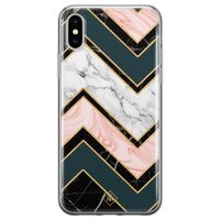 iPhone X/XS siliconen hoesje - Marmer triangles - thumbnail