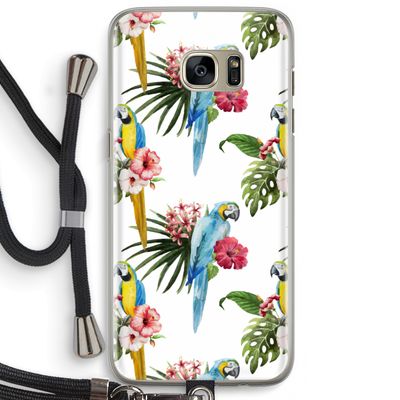 Kleurrijke papegaaien: Samsung Galaxy S7 Edge Transparant Hoesje met koord