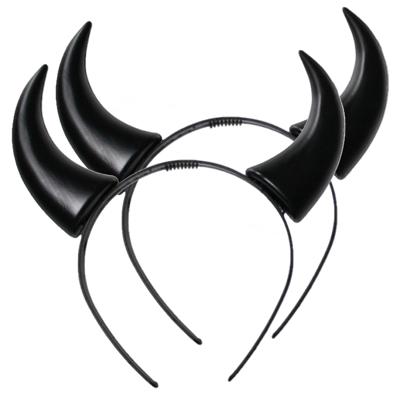 Kr?ger Halloween Duivel Hoorntjes diadeem - 2x - plastic - zwart - volwassenen Kr?ger Halloween Duivel Hoorntjes diadeem - 2x - plastic - zwart - volwassenen