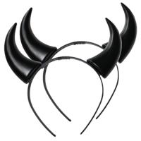 Kr?ger Halloween Duivel Hoorntjes diadeem - 2x - plastic - zwart - volwassenen