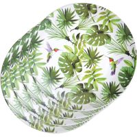 4x Tropische print borden 25 cm onbreekbaar materiaal - Bordjes - thumbnail