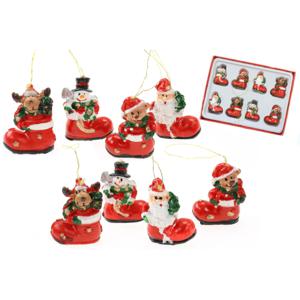 Kersthangers -kerst figuren in laars - 8x - kunststof - 3,5 cm