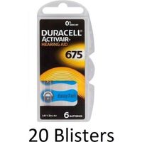 120 stuks (20 blisters a 6 st) Duracell DA675 hoorapparaat batterij - Blauw - thumbnail