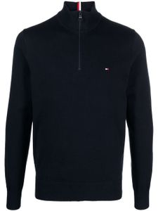 Tommy Hilfiger sweat zippé à logo brodé - Bleu