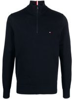 Tommy Hilfiger sweat zippé à logo brodé - Bleu - thumbnail