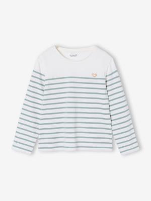 T-shirt met lange mouwen voor meisjes saliegroen T-shirt met lange mouwen voor meisjes saliegroen