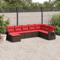 8-delige tuinbankset met kussens, bruin polyrotan