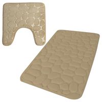 Urban Living badkamer droogloop matjes - set 2x stuks - memory foam - beige