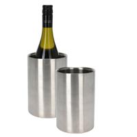 Wijnkoeler/champagnekoeler - 2x - D13 x H20 cm - dubbelwandig - RVS Wijnkoeler/champagnekoeler - 2x - D13 x H20 cm - dubbelwandig - RVS