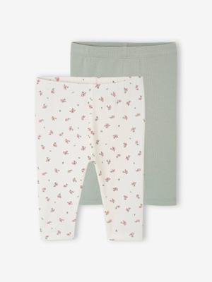Set van 2 basic babyleggings saliegroen