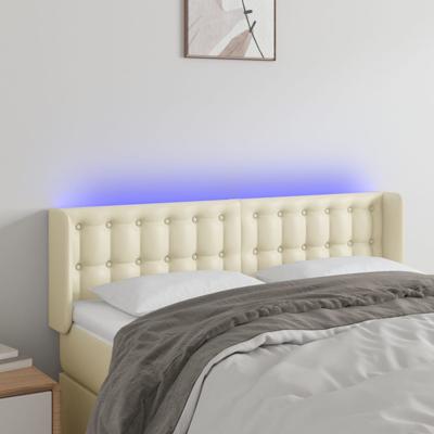 Hoofdbord LED 147x16x78/88 cm kunstleer crèmekleurig