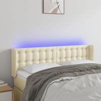 Hoofdbord LED 147x16x78/88 cm kunstleer crèmekleurig