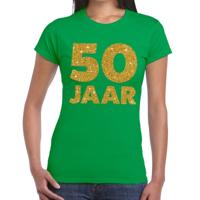 50 jaar verjaardag t-shirt - groen - voor dames - gouden glitter print - jubileum