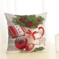 Kerst decoratie katoen en linnen kussen Office Home kussen zonder kussen grootte: 45x45cm (rode Kerst)
