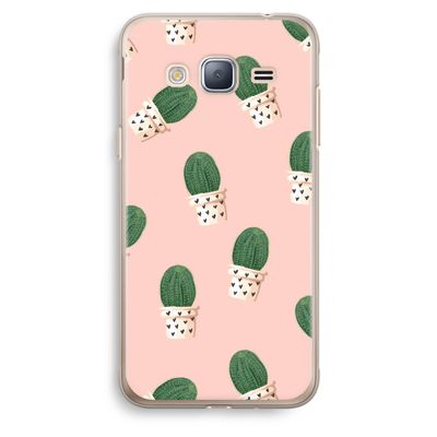 Cactusprint roze: Samsung Galaxy J3 (2016) Transparant Hoesje