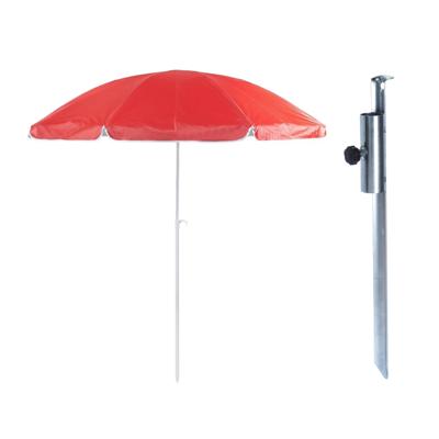 Parasol met metalen grondharing - rood - polyester - Dia 200 cm - verstelbaar