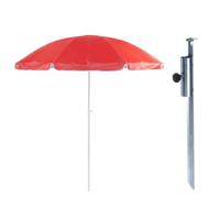 Parasol met metalen grondharing - rood - polyester - Dia 200 cm - verstelbaar