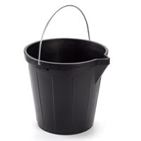 Plasticforte huishoud emmer - zwart - kunststof - 12 liter - 31 cm - met metalen hengsel