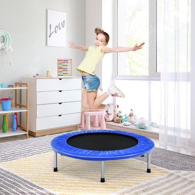 95,5 cm Opvouwbare Trampoline Kinderen Mini Oefentrampoline Draagbare Recreatieve Fitness Trampoline Blauw