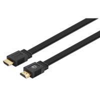 Manhattan 355629 HDMI-kabel HDMI Aansluitkabel HDMI-A-stekker, HDMI-A-stekker 3.00 m Zwart Afgeschermd (dubbel), Plat, Platte uitvoering, High Speed HDMI met