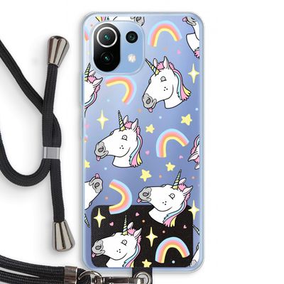 Rainbow Unicorn: Xiaomi Mi 11 Lite Transparant Hoesje met koord