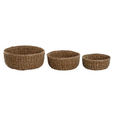 Mandenset Home ESPRIT Natuurlijk Natuurlijke Vezel Boho 30 x 30 x 13 cm (3 Onderdelen)