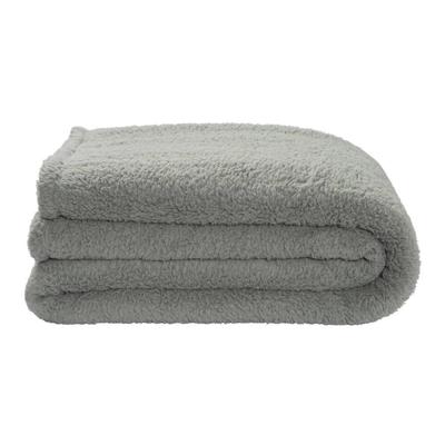 Leen Bakker - Sprei Teddy - Grijsgroen - 240x220 Cm - Polyester - Grijs#Groen