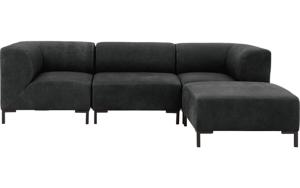 Goossens Excellent Bank Marshall Met Hocker zwart, leer, 1,5-zits, urban industrieel