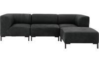 Goossens Excellent Bank Marshall Met Hocker zwart, leer, 1,5-zits, urban industrieel