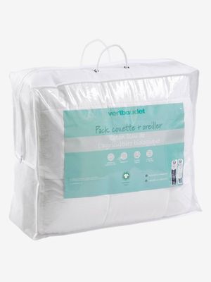 Set licht dekbed + kussen van biologisch katoen* wit