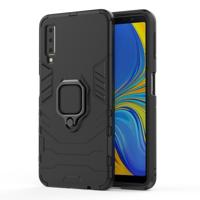 PC + TPU schokbestendige beschermende case voor Galaxy A70 met magnetische ring houder (zwart)