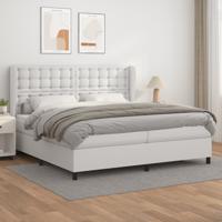 Boxspring met matras kunstleer wit 200x200 cm