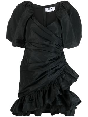 MSGM robe croisée à manches bouffantes - Noir