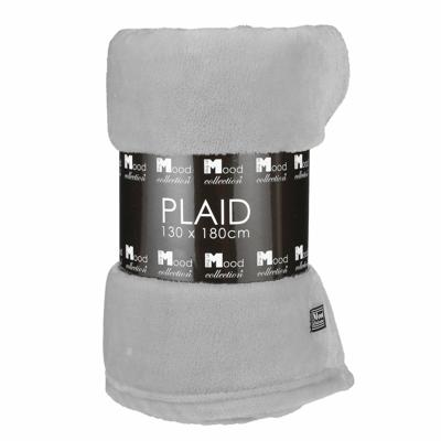Fleece deken - lichtgrijs - 130 x 180 cm - polyester - fleeceplaid