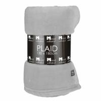 Fleece deken - lichtgrijs - 130 x 180 cm - polyester - fleeceplaid