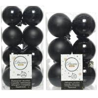 Kerstversiering kunststof kerstballen zwart 4-6 cm pakket van 40x stuks - Kerstbal - thumbnail