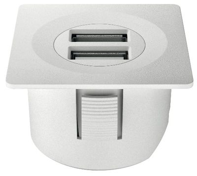 USB lader inbouw 2A mat wit vierkant