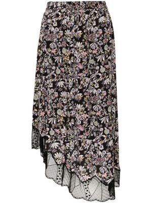 Zadig&Voltaire jupe mi-longue Kaya à fleurs - Noir