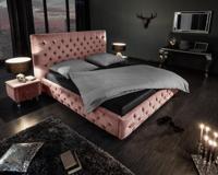 Queen size tweepersoonsbed PARIS 160x200cm donkerroze fluweel Chesterfield Design - 39994