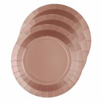 Santex Bordjes karton - 20x - rond - rose goud - 22 cm - feestbordjes