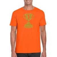 Gouden kampioens beker / nummer 1 t-shirt / kleding oranje heren