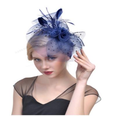 Handgemaakte bruid mesh haaraccessoires bruiloft foto hoed hoofddeksels (Navy)